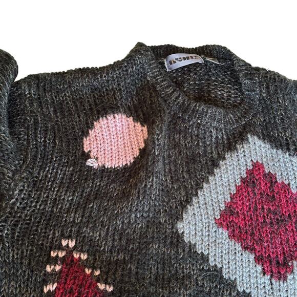 Womens Sweater Size Medium Geometric Knit Loose Grandma Core - Picture 3 of 6